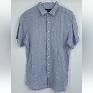 RODD & GUNN LINEN Colorful Print Short Sleeve on sky blue  Size Large
